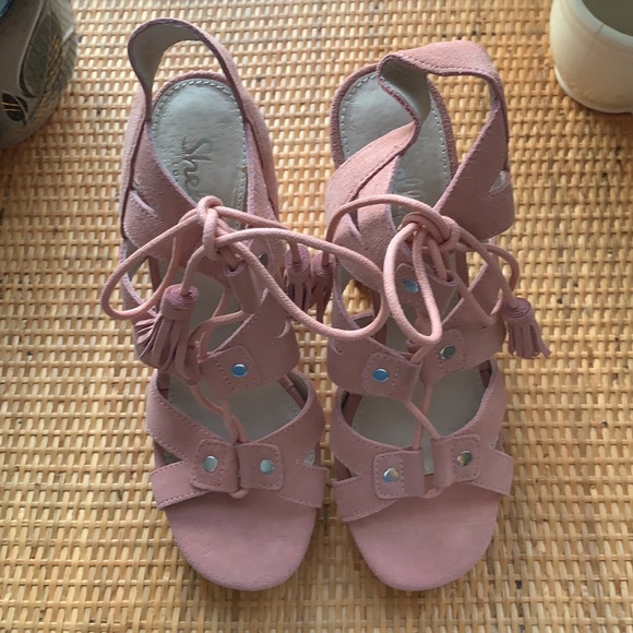 Shellys London new pink suede platform sandals - Picture 2 of 4
